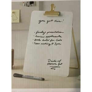 U Brands Glass Dry-Erase Desktop Easel, Tempered Glass, Gold Metal Stand, Open